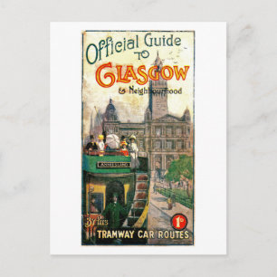 Glasgow en tramlijnen in de omgeving briefkaart