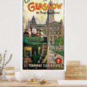 Glasgow en tramlijnen in de omgeving poster (Keuken)