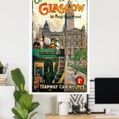 Glasgow en tramlijnen in de omgeving poster (Thuiskantoor)