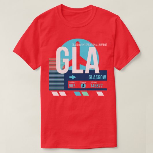 Glasgow GLA Airport Code Bagage Label T-shirt (Design voorkant)