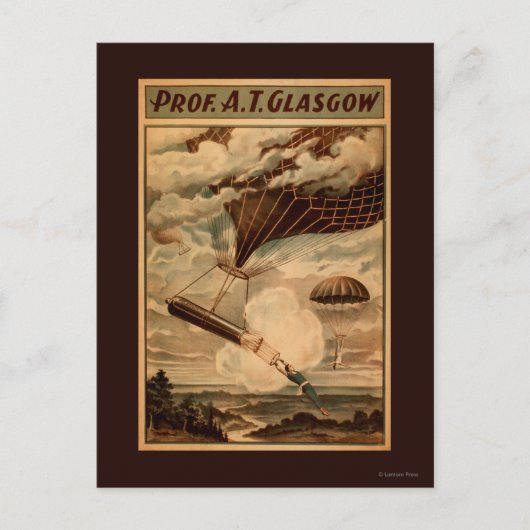 Glasgow Hot Air ballon Circus Theater Poster Briefkaart (Voorkant)