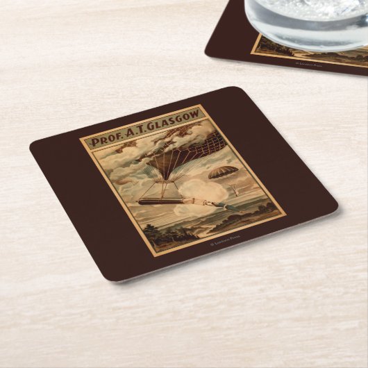 Glasgow Hot Air ballon Circus Theater Poster Kartonnen Onderzetters (Schuin)