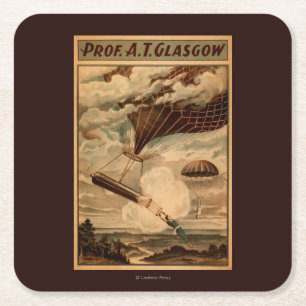 Glasgow Hot Air ballon Circus Theater Poster Kartonnen Onderzetters