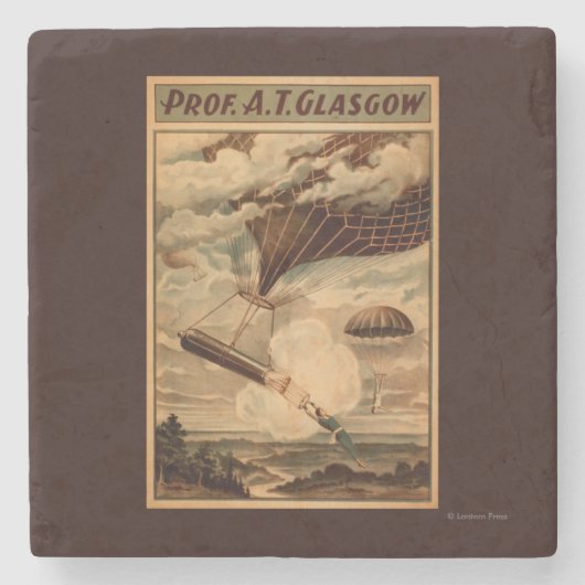 Glasgow Hot Air ballon Circus Theater Poster Stenen Onderzetter (Voorkant)