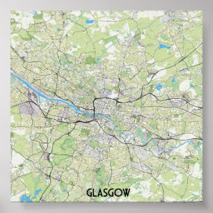Glasgow kaart poster