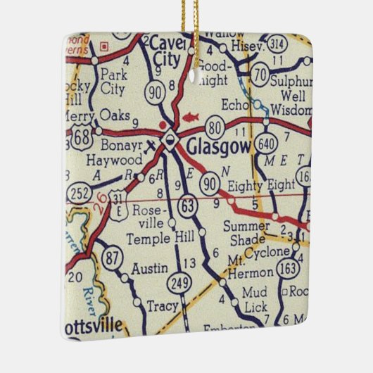 Glasgow KY  Map Keramisch Ornament (Rechts)