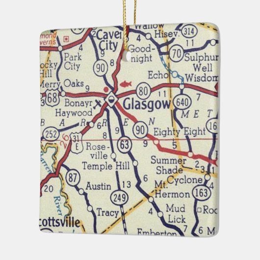Glasgow KY  Map Keramisch Ornament (Links)