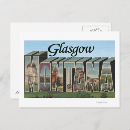 Glasgow, Montana - Grote letterscènes Briefkaart (Voorkant / Achterkant)
