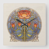 Glasgow Roos Vierkante Klok (Voorkant)