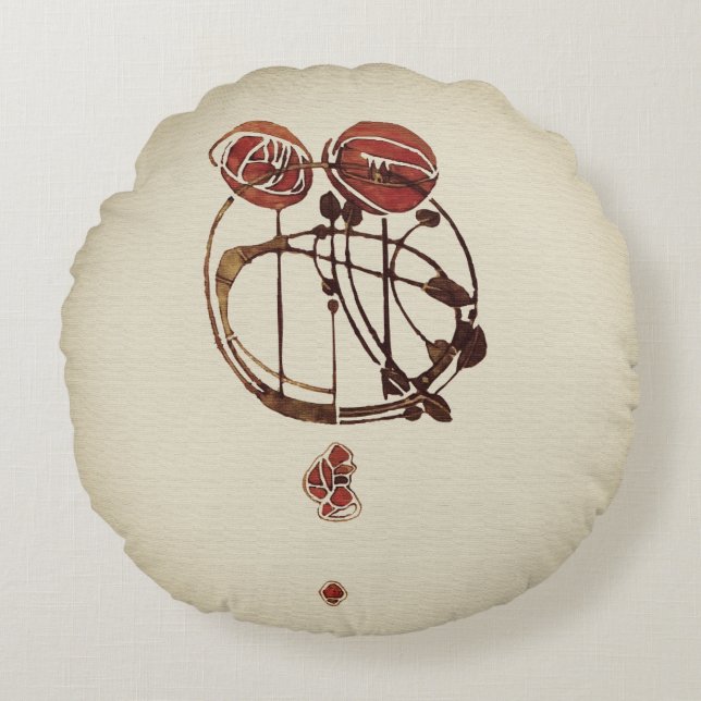 Glasgow Rose Rond Kussen (Voorkant)