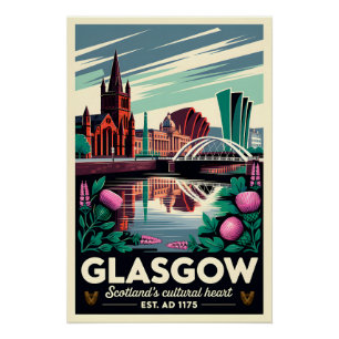 Glasgow Schotland Retro Reisposter Kunst Perfect Poster