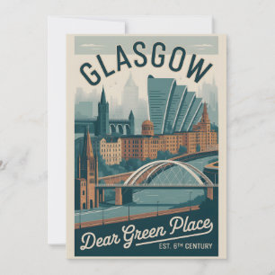 Glasgow Schotland Retro Stijl Stadslandschap Reize Feestdagenkaart
