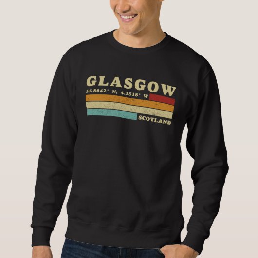 Glasgow Schotland Stad Retro Lengtegraad Breedtegr Trui (Voorkant)
