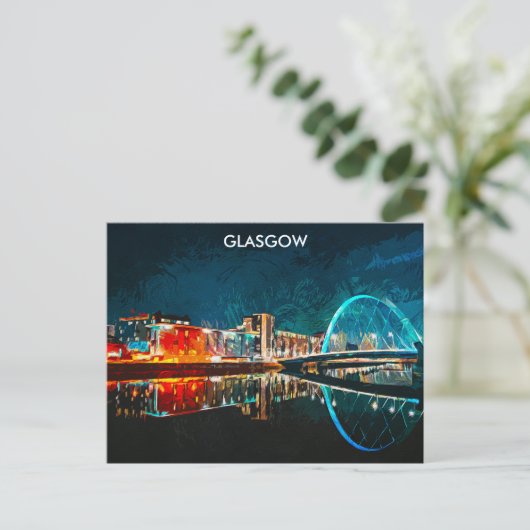 Glasgow Schotland UK Oil Paint City Briefkaart (Staand voorkant)