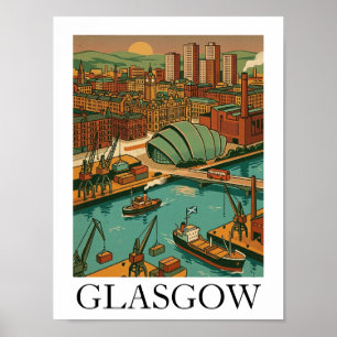 Glasgow Schotland Vintage Reisillustratie Poster