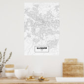 Glasgow, Schotland (zwart op wit) Poster (Keuken)