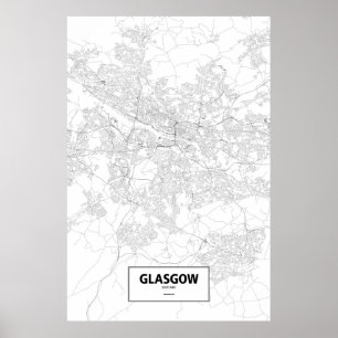 Glasgow, Schotland (zwart op wit) Poster