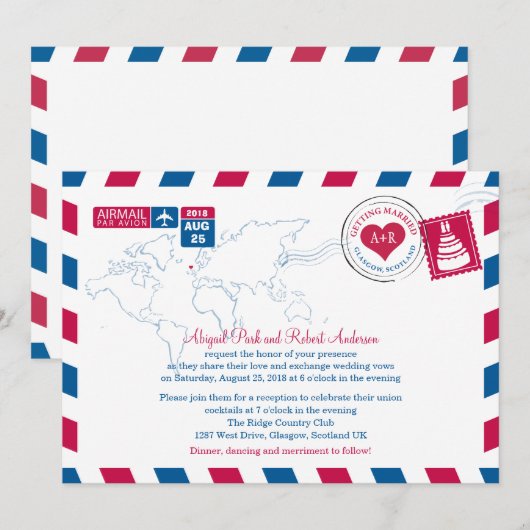 Glasgow, Scotland Airmail | Weddenschap Kaart (Voorkant / Achterkant)