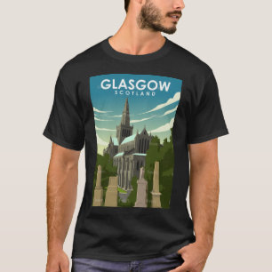 Glasgow Scotland Castle Minimal Retro Trav T-shirt