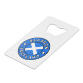 Glasgow Scotland Creditkaart Flessenopener (Voorkant Gekanteld)