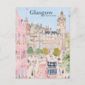 Glasgow Scotland Gouache Schilderillustratie Reize Briefkaart (Voorkant)