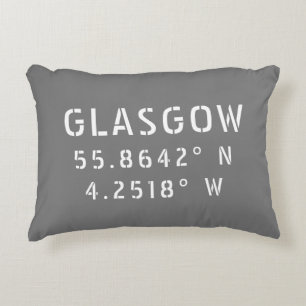 Glasgow Scotland Latitude & Longitude Accent Kussen