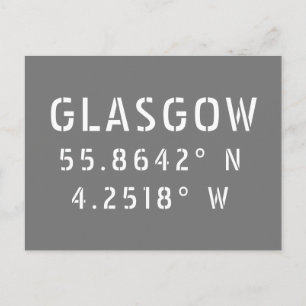 Glasgow Scotland Latitude & Longitude Briefkaart