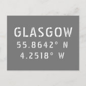 Glasgow Scotland Latitude & Longitude Briefkaart (Voorkant)