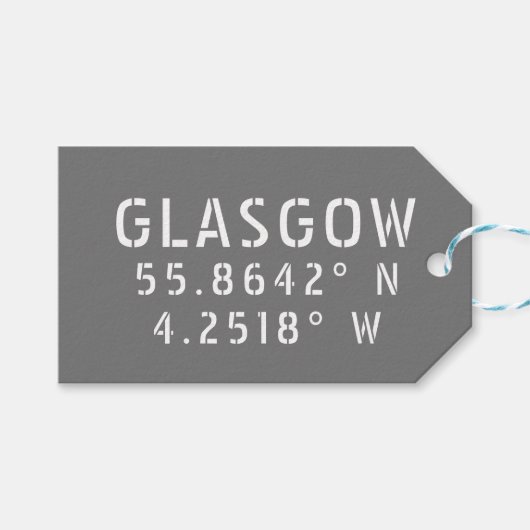 Glasgow Scotland Latitude & Longitude Cadeaulabel (Voorkant (Horizontaal))