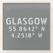 Glasgow Scotland Latitude & Longitude Glazen Onderzetter (Voorkant)