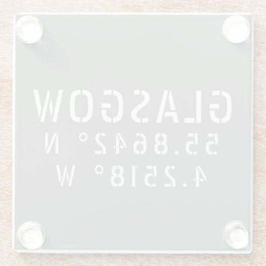 Glasgow Scotland Latitude & Longitude Glazen Onderzetter (Achterkant)