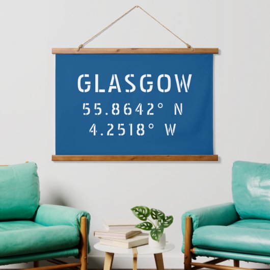 Glasgow Scotland Latitude & Longitude Hangend Wandkleed (Woonkamer)