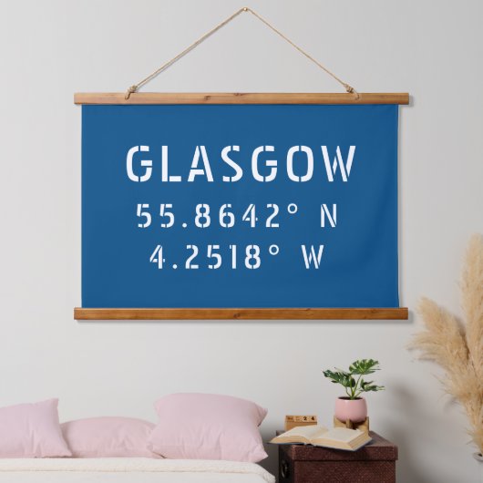 Glasgow Scotland Latitude & Longitude Hangend Wandkleed (Slaapkamer)
