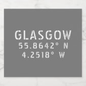 Glasgow Scotland Latitude & Longitude Likeurfles Etiket (Enkel label)