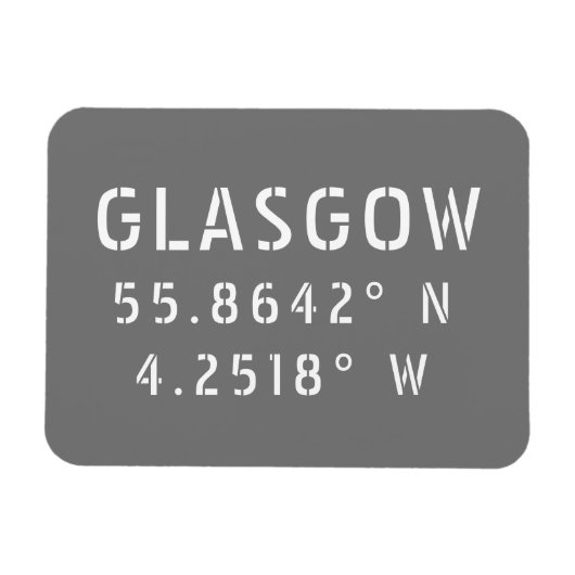 Glasgow Scotland Latitude & Longitude Magneet (Horizontaal)