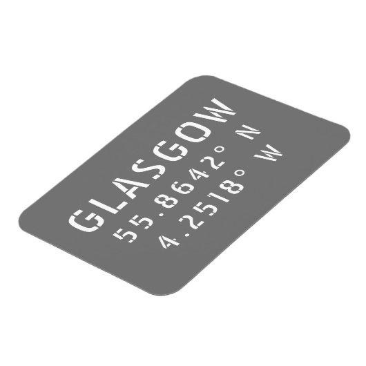 Glasgow Scotland Latitude & Longitude Magneet (Linkerzijde)