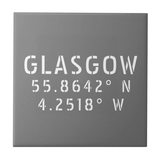 Glasgow Scotland Latitude & Longitude Tegeltje (Voorkant)