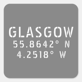 Glasgow Scotland Latitude & Longitude Vierkante Sticker