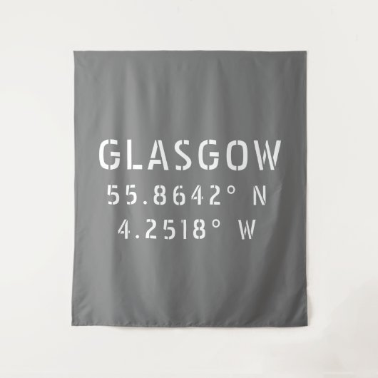 Glasgow Scotland Latitude & Longitude Wandkleed (Voorkant)