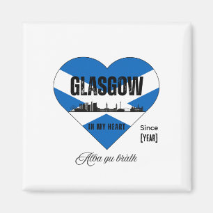 Glasgow Scotland Skyline Heart - Sinds [Jaar] Magneet