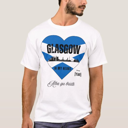 Glasgow Scotland Skyline Heart - Sinds [Jaar] T-shirt (Voorkant)