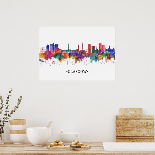 Glasgow Scotland Skyline Poster (Keuken)