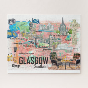 Glasgow Scotland Travel Map Legpuzzel