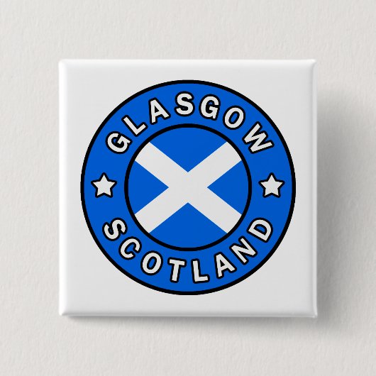 Glasgow Scotland Vierkante Button 5,1 Cm (Voorkant)