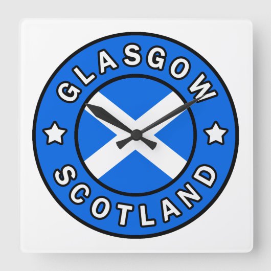 Glasgow Scotland Vierkante Klok (Voorkant)