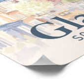 Glasgow Scotland Waterverf Painting Travel Poster (Hoek)