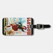 Glasgow Scottisn Girl Dancing with Bagpiper Bagagelabel (Voorkant horizontaal)