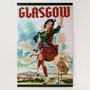 Glasgow Scottisn Girl Dancing with Bagpiper Legpuzzel