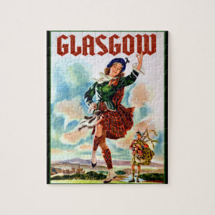 Glasgow Scottisn Girl Dancing with Bagpiper Legpuzzel