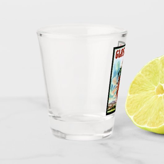 Glasgow Scottisn Girl Dancing with Bagpiper Shot Glas (Links)